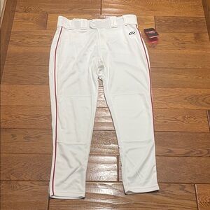 Rawlings White Joggers with red piping baseball pants